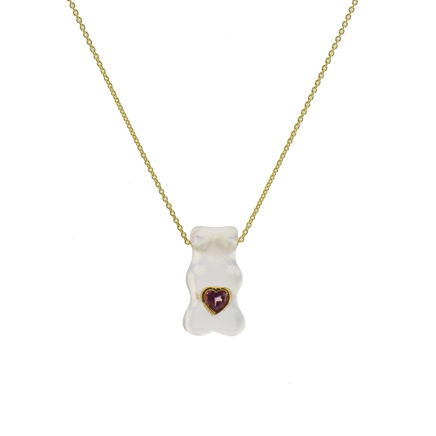 Gummy Gems Rose Quartz with Heart Tourmaline Belly Necklace