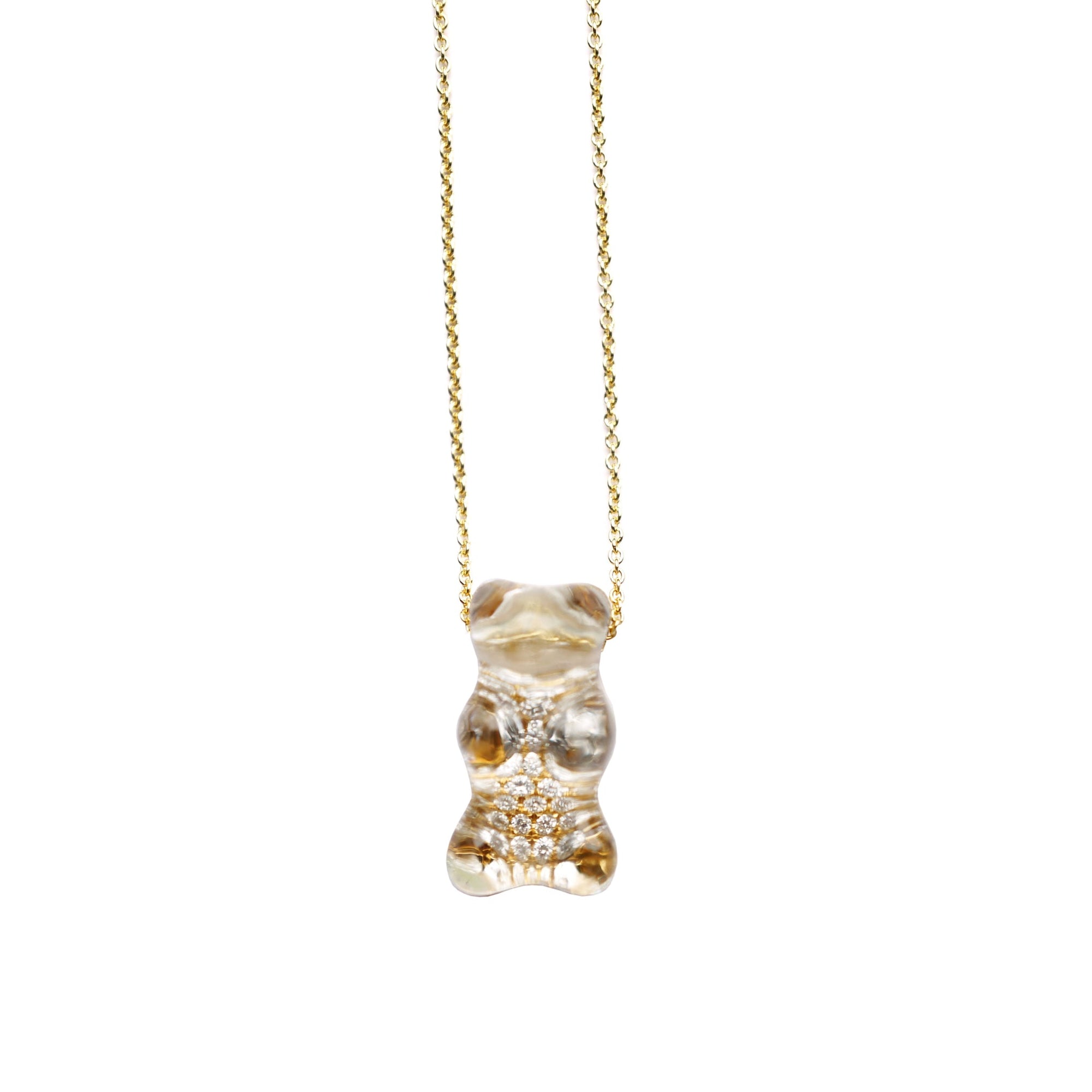 Gummy Bear Regular Crystal Quartz and Diamond Necklace