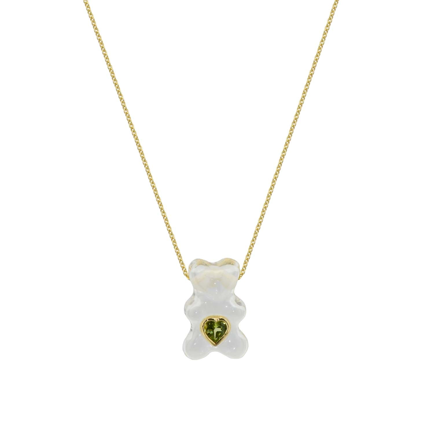 Gummy Gems Crystal with Heart Peridot Belly Necklace