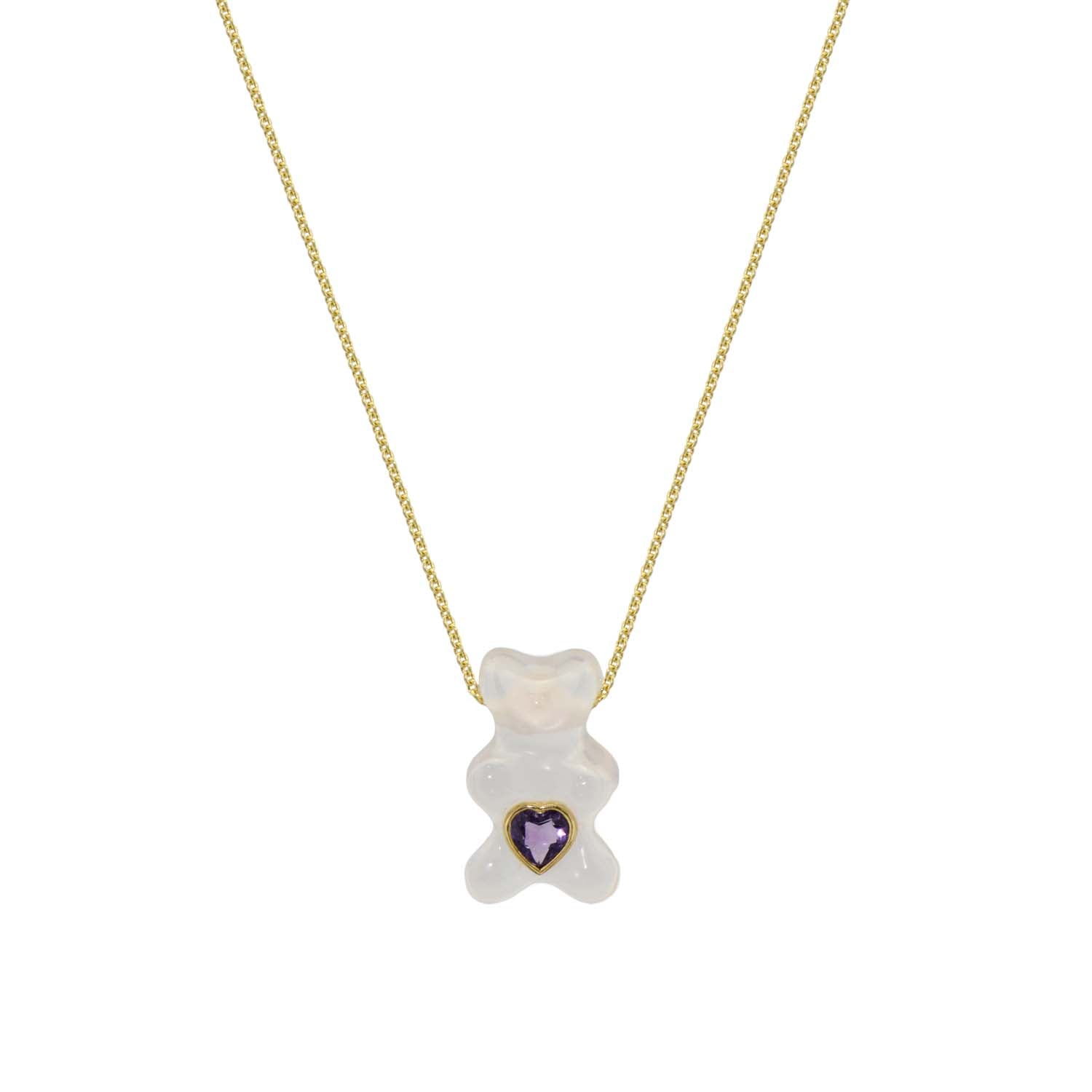 Gummy Gems Rose Quartz with Heart Amethyst Belly Necklace