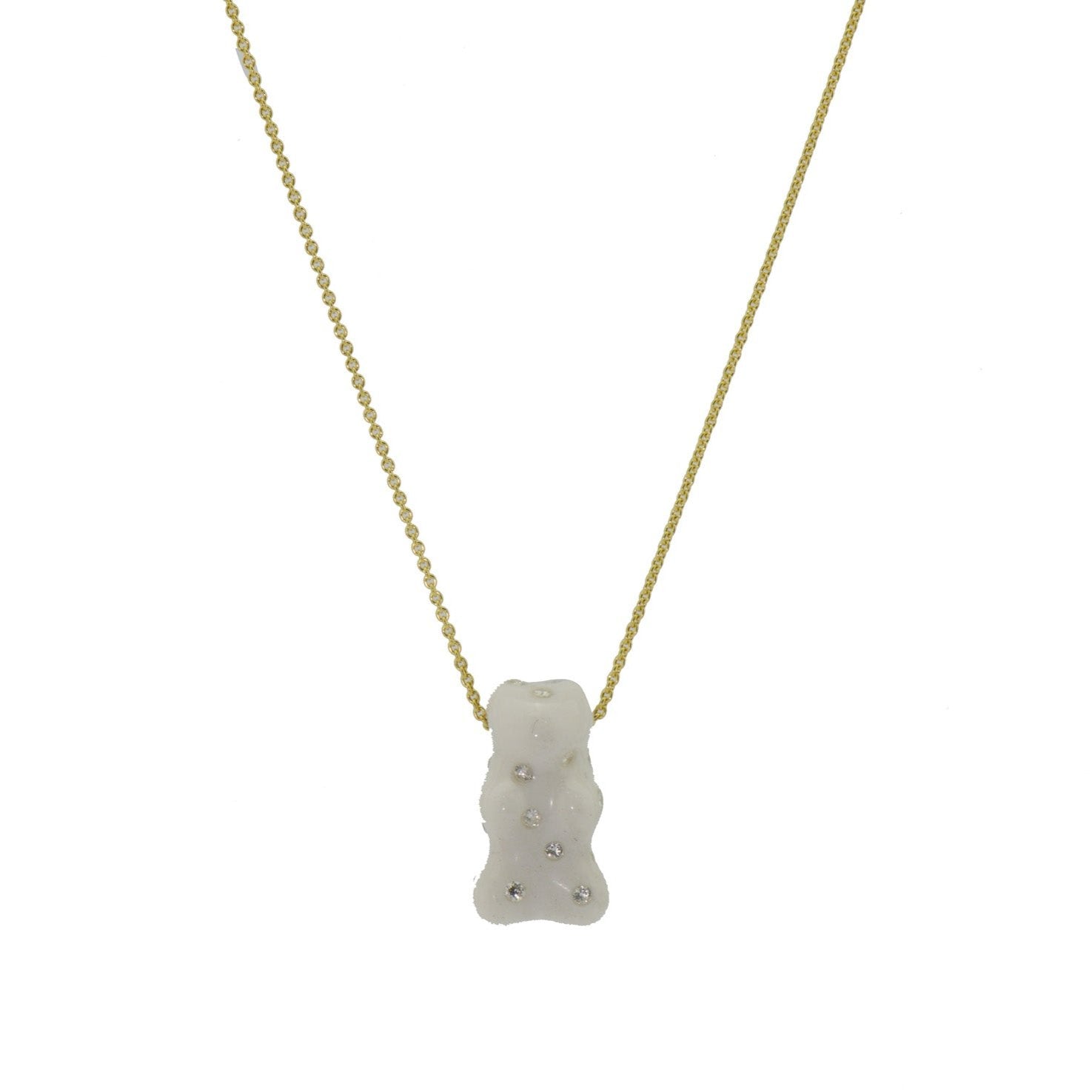 Gummy Bear White Onyx with Diamond Necklace