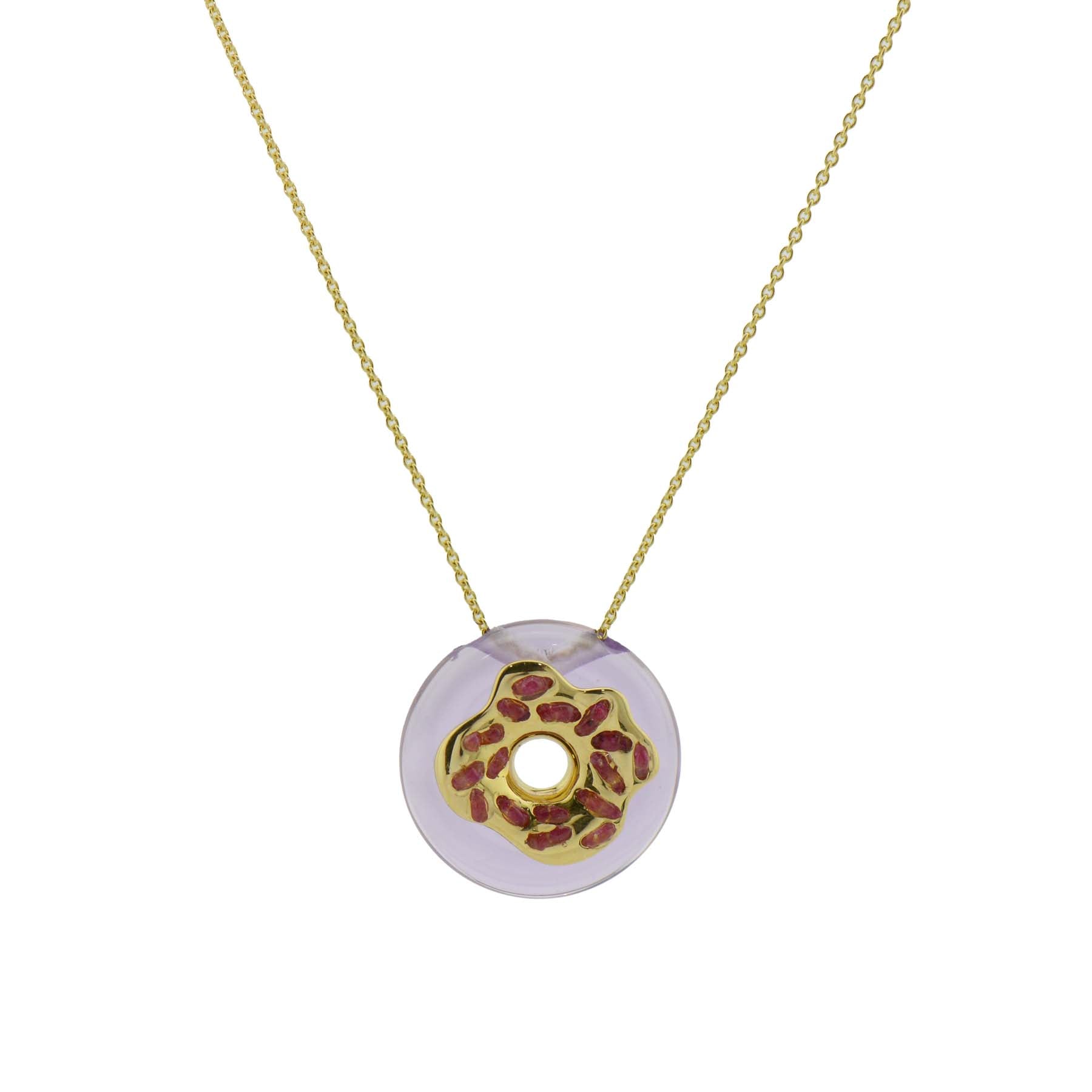 Donut Amethyst with Ruby Necklace