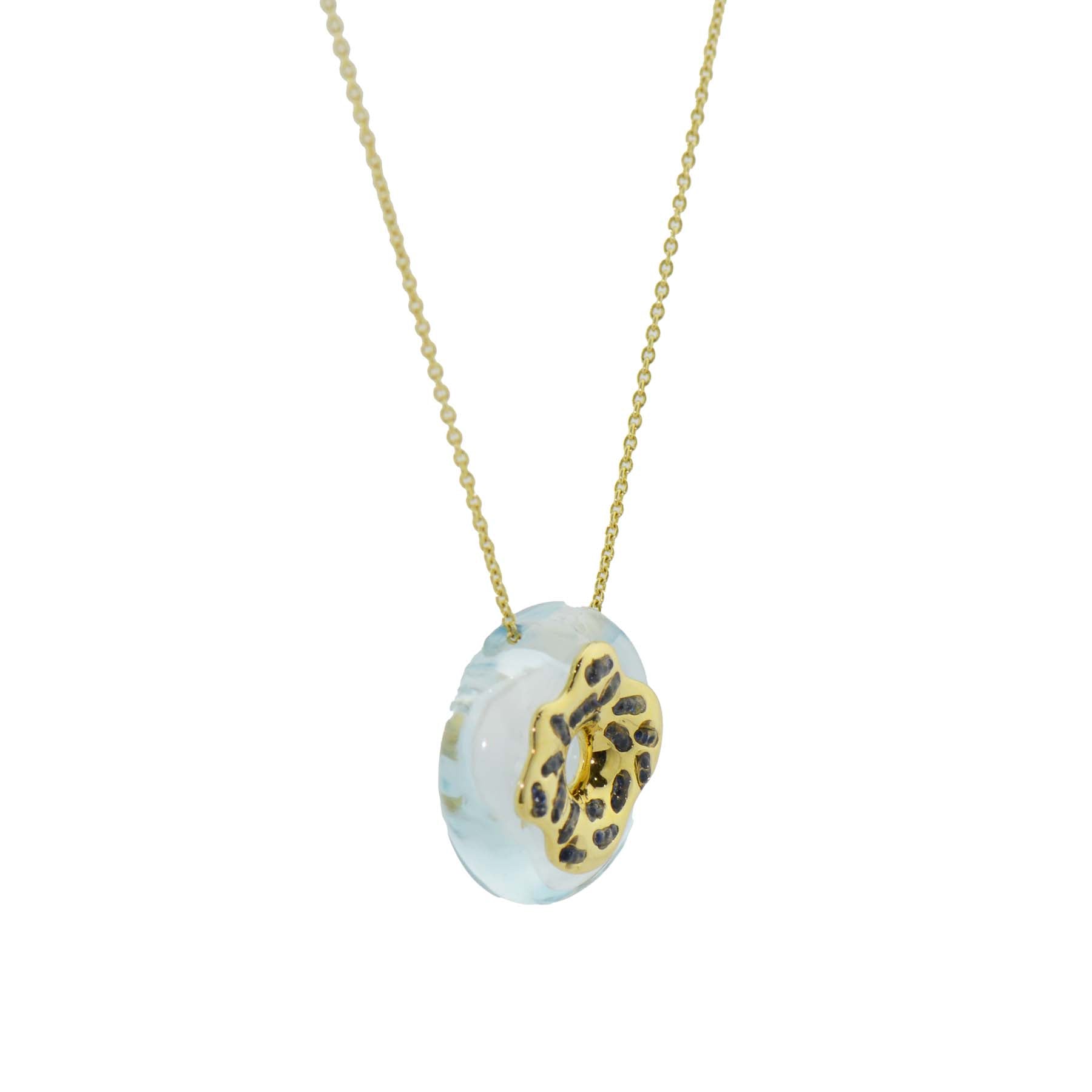 Donut Sky Blue Topaz with Sapphire Necklace