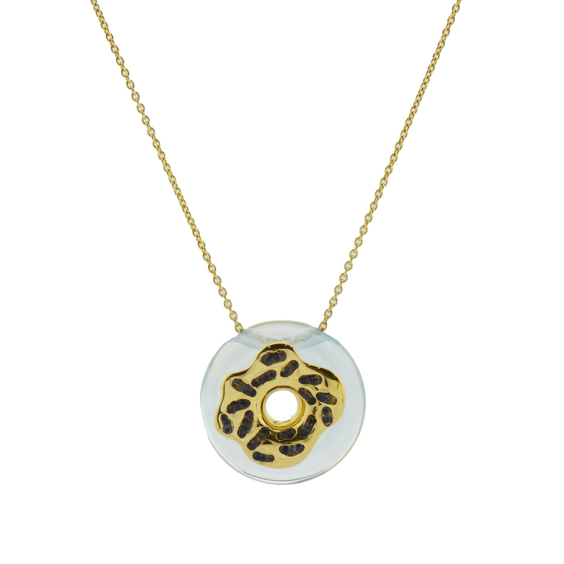 Donut Sky Blue Topaz with Sapphire Necklace