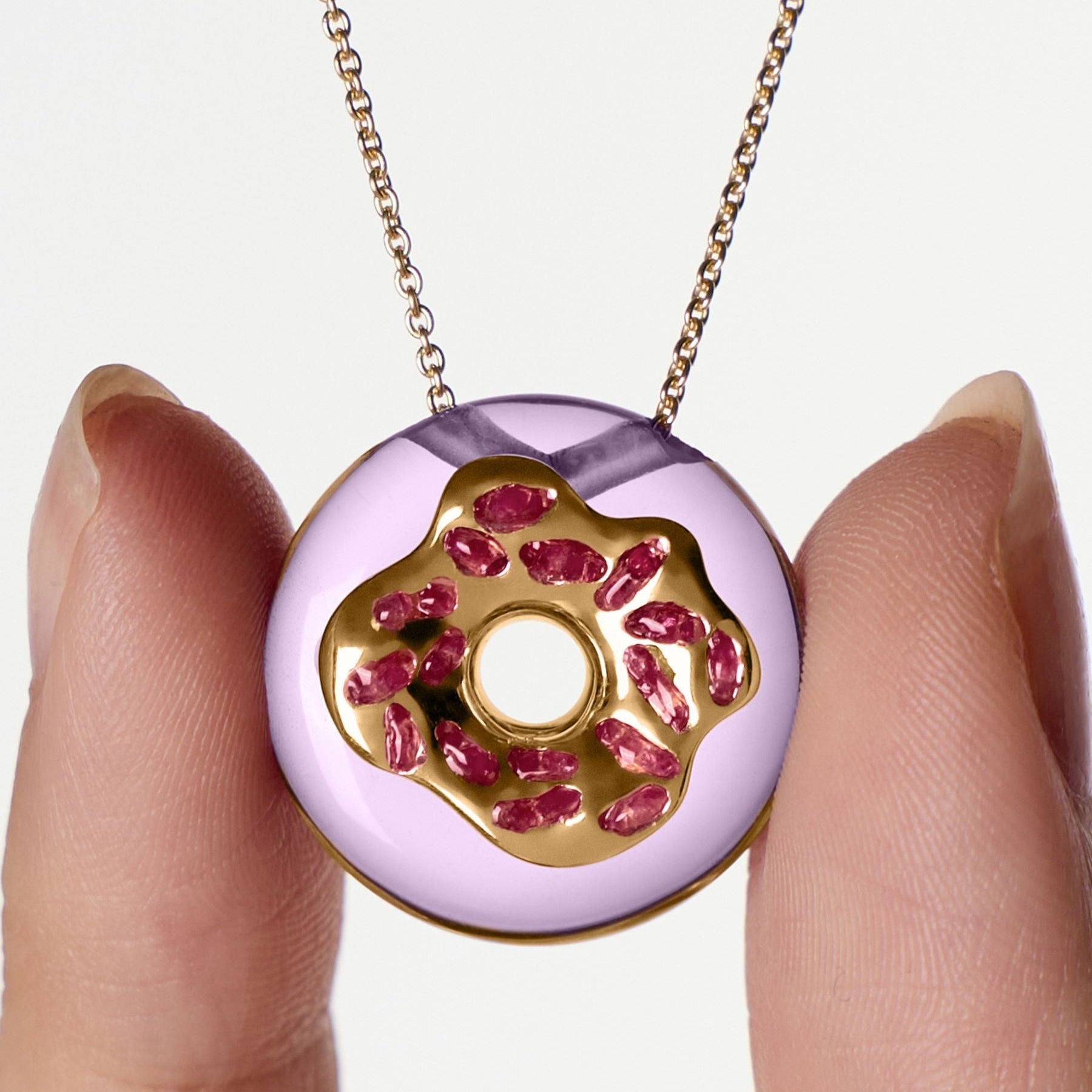 Donut Amethyst with Ruby Necklace