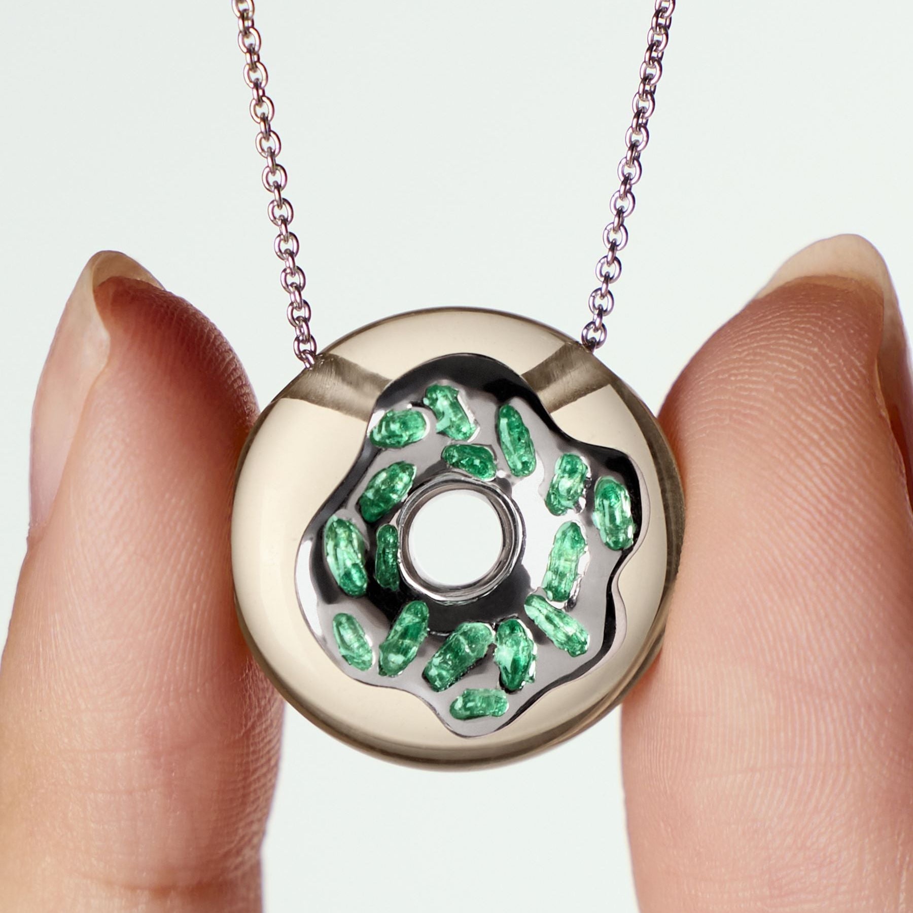 Donut Lemon Quartz with Emerald Necklace