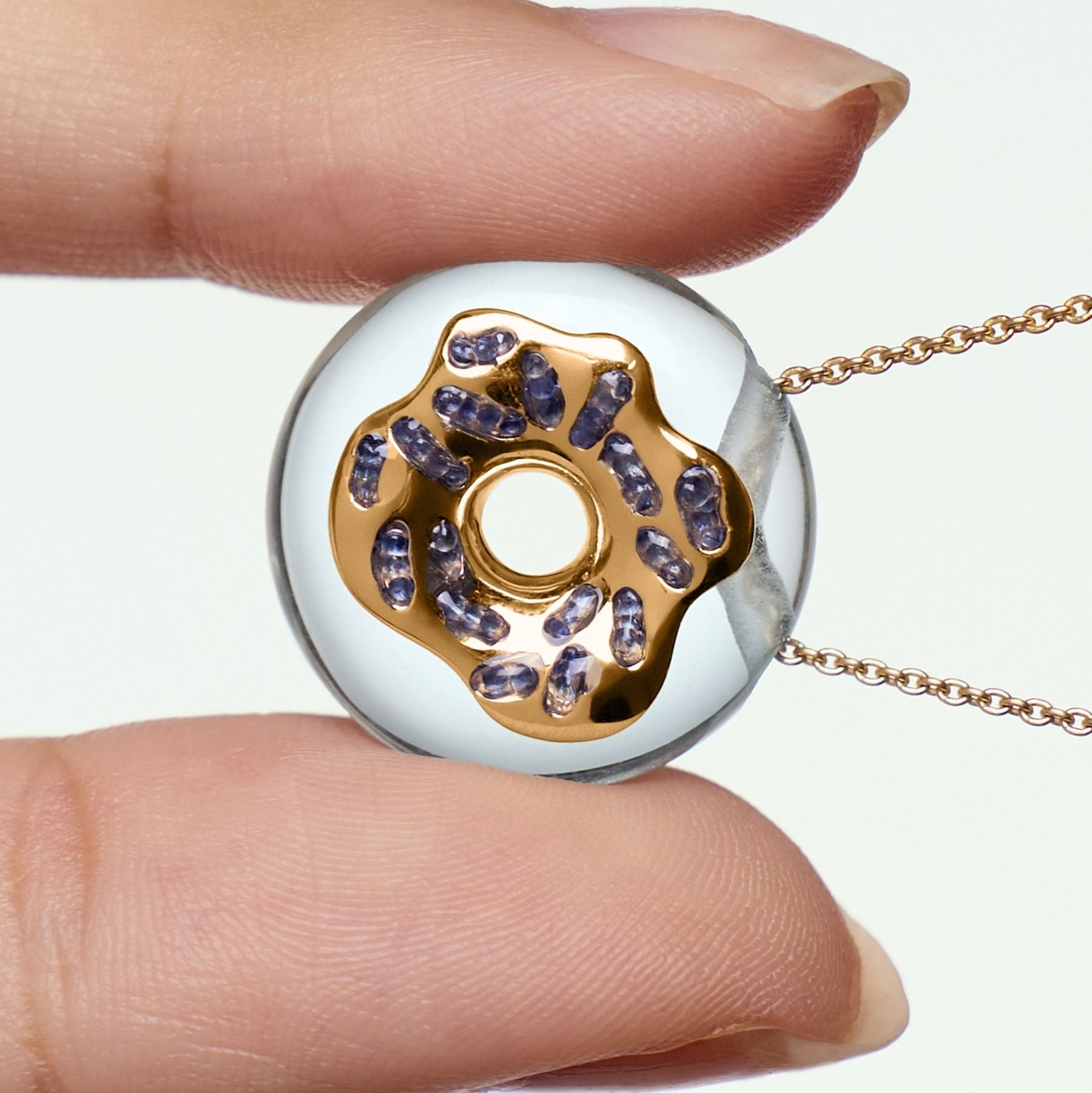 Donut Sky Blue Topaz with Sapphire Necklace