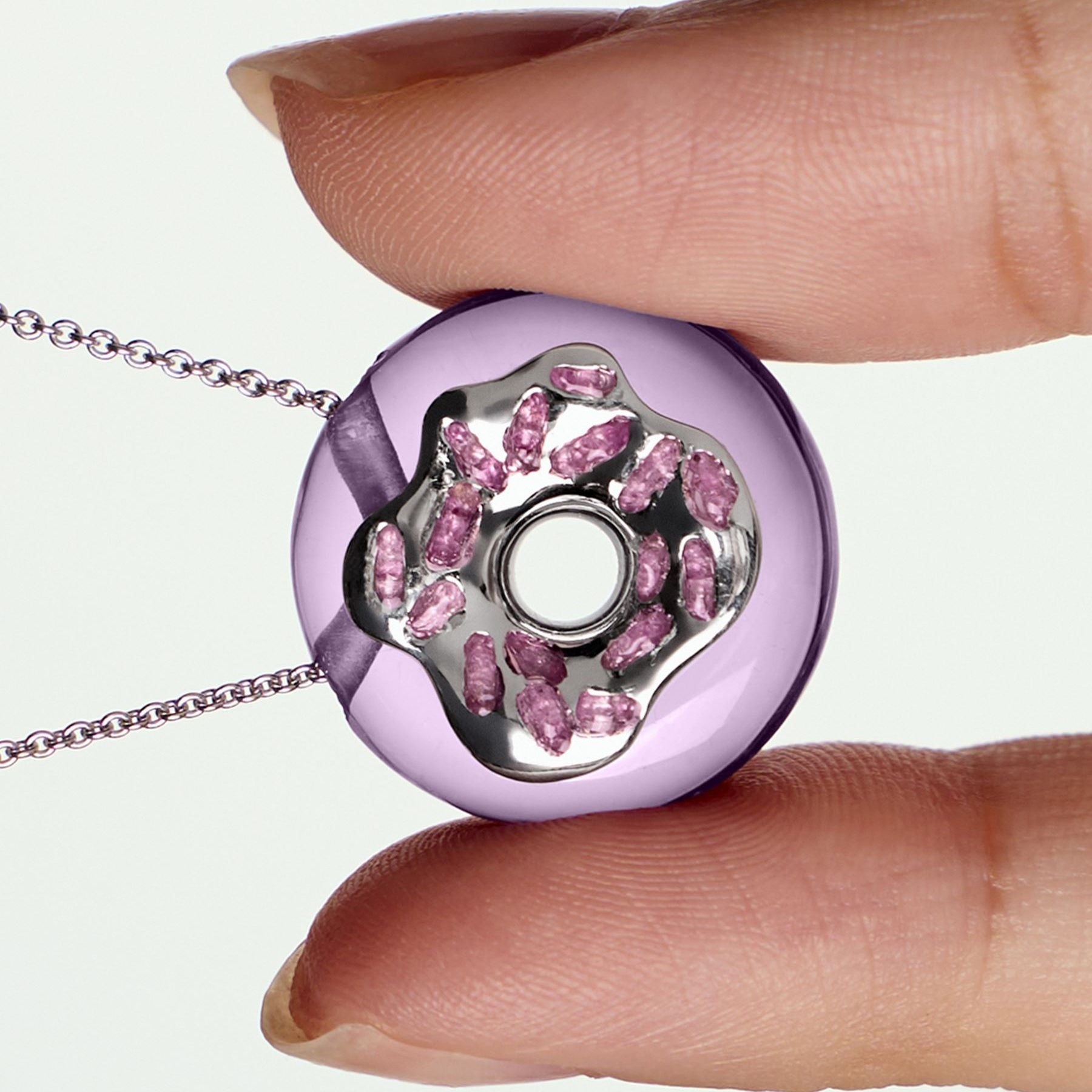 Donut Amethyst with Pink Sapphire Necklace